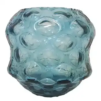 (image for) Borske Sklo 1950's Blue Glass Optical 'Olives' Vase