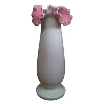 (image for) Victorian Opaque Custard Glass Pink & Ivory Cased Vase