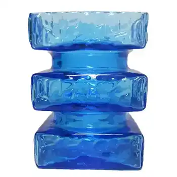 (image for) Carlo Moretti Textured Blue Murano Glass 'Hooped' Vase