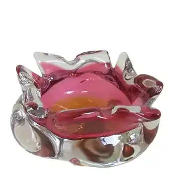 (image for) Chřibská Retro Czech Pink & Orange Glass Ashtray Bowl