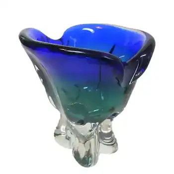 (image for) Chřibská #290/4/17 Czech Blue & Green Glass Vase