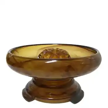 (image for) Davidson #21 Art Deco Amber Cloud Glass Flower Bowl Set
