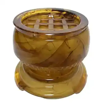 (image for) Davidson #10/1910 Art Deco Amber Cloud Glass Flower Bowl Set