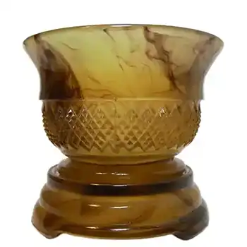 (image for) Davidson #1907T Art Deco Amber Cloud Glass Flower Bowl Set