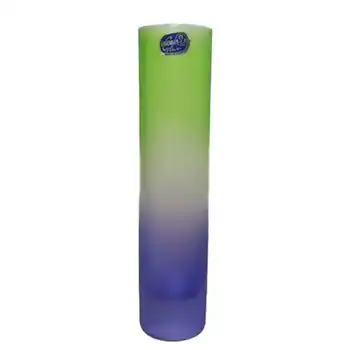 (image for) Czech/Bohemian Blue + Green Glass Vase - Labelled