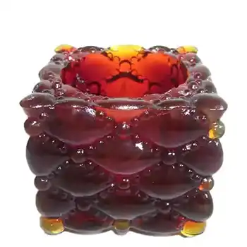 (image for) Czech Amber Textured Glass Candlestick / Candle Holder