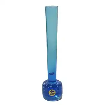 (image for) Ekenas Swedish/Scandinavian Blue Glass Stem Vase/Label