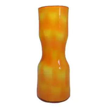 (image for) Elme 1970s Scandinavian Orange Cased Glass Peacock Vase