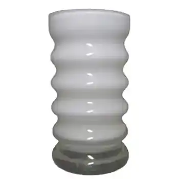 (image for) Friedrich German White Hooped Glass Vase/Candle Holder