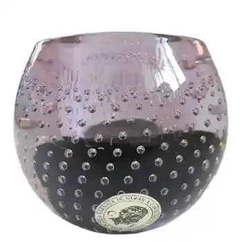 (image for) Galliano Ferro Murano Green & Lilac Glass Bullicante Candle Holder - Label