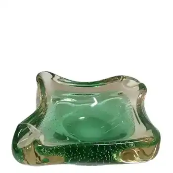 (image for) Harrachov/Mstisov? Czech 1950's Green Glass Bubble Bowl