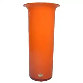 (image for) Holmegaard 'Rainbow' Orange Cased Glass 10.5" Vase by Michael Bang
