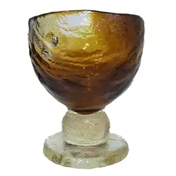 (image for) Humppila Amber Glass Vase/Bowl by Pertti Santalahti - Signed