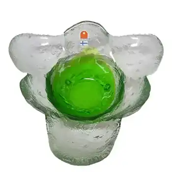 (image for) Humppila Green Glass Bowl by Pertti Santalahti - Signed