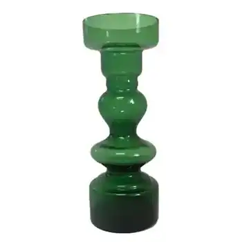 (image for) Japanese Green Hooped Art Glass Vase - Japan Label