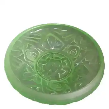 (image for) Jobling #8000 Art Deco Uranium Green Glass 'Tudor Rose' Bowl