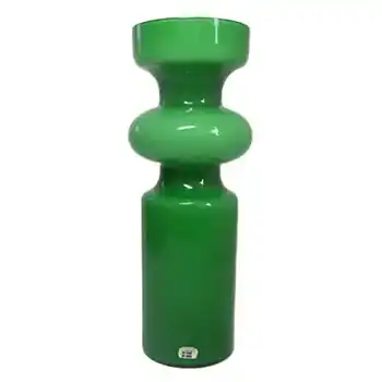 (image for) Lindshammar 1970's Swedish Green Glass Vase - Labelled