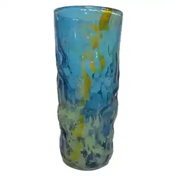 (image for) Mdina 'Blue Summer' Maltese Bark Textured Glass Vase