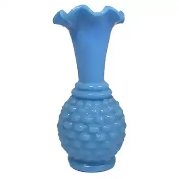 (image for) Sars-Poteries Victorian Blue Milk Glass 'Pineapple' Vase