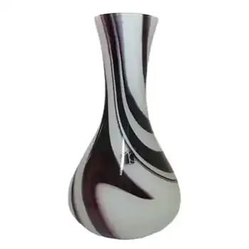 (image for) Carlo Moretti Marbled Purple & White Murano Glass Vase - Label