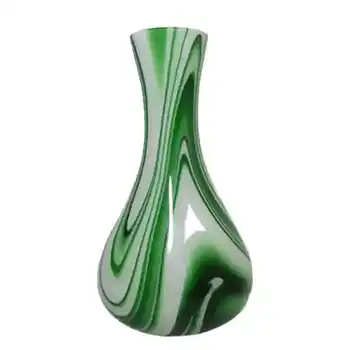 (image for) Carlo Moretti Marbled Green & White Murano Glass Vase