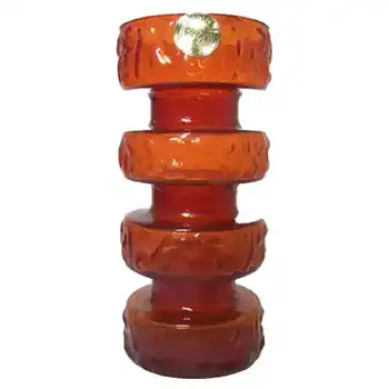 (image for) Carlo Moretti Textured Red Murano Glass Vase - Labelled