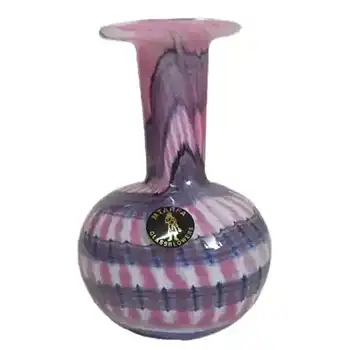 (image for) Mtarfa Purple/Pink & White Glass Vase - Signed + Label