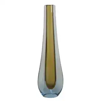 (image for) Galliano Ferro Murano Sommerso Amber & Blue Glass Stem Vase