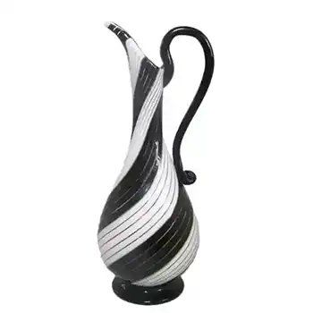 (image for) Murano Black + White Mezza Filigrana/Filigree Glass Jug