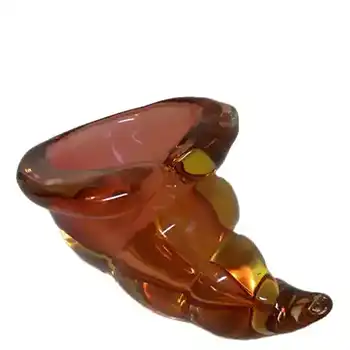 (image for) Murano Biomorphic Amber Glass Cornucopia/Shell Bowl