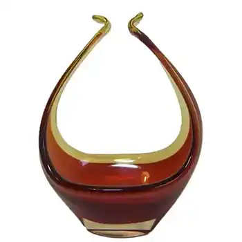 (image for) Large Murano/Sommerso Red Glass Organic Sculpture Bowl