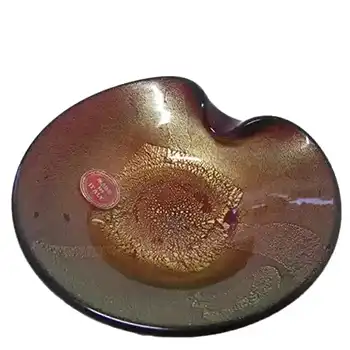 (image for) Murano Black & Gold Leaf Glass Sculpture Bowl - Label