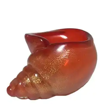 (image for) Murano 1950's Red Glass Gold Leaf Cornucopia/Shell Bowl