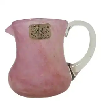 (image for) Nazeing 1950's Clouded Pink Bubble Glass Jug - Labelled