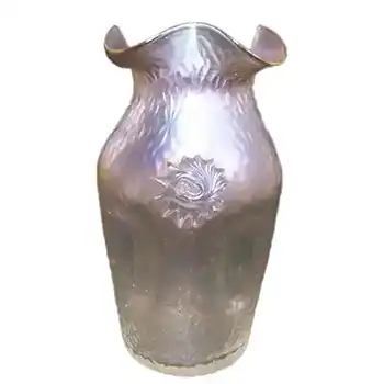 (image for) Art Nouveau 1900's Iridescent Glass Prunted Antique Vase