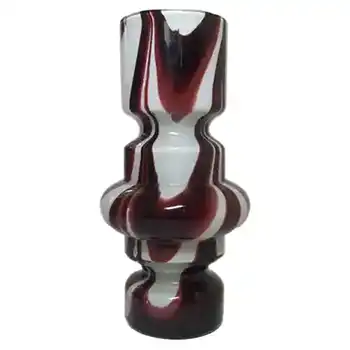 (image for) Empoli Vintage Marbled Purple & White Glass Hooped Vase