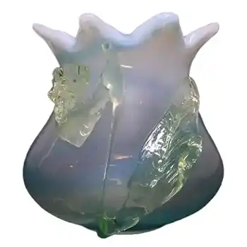 (image for) Victorian 1890's Opalescent Vaseline/Uranium Glass Vase
