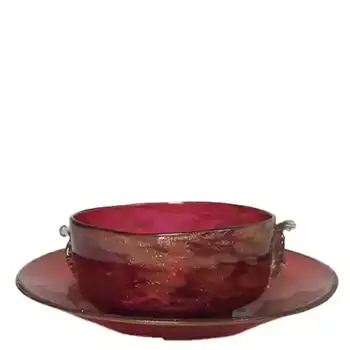 (image for) Salviati Copper Aventurine Glass Finger Bowl + Plate