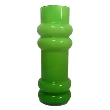 (image for) Empoli 1970's Italian Green Cased Glass Hooped Vase