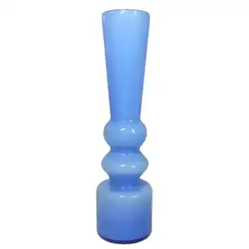 (image for) Empoli 1970's Italian Blue Cased Glass Hooped Vase