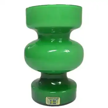 (image for) Lindshammar 1970's Swedish Green Glass Vase - Labelled