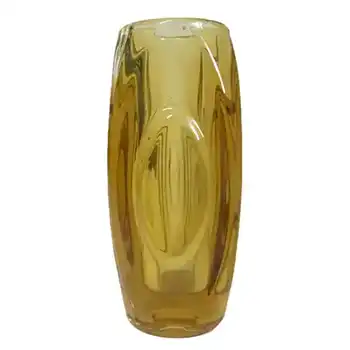 (image for) Rosice Sklo Union 6" Amber Glass Lens Vase Rudolf Schrötter #914