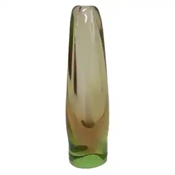 (image for) Skrdlovice #5568 Czech Amber & Green Glass Vase by Maria Stahlikova