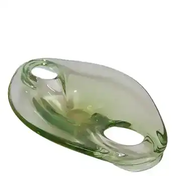 (image for) Skrdlovice #5647 Czech Green & Amber Glass Bowl by Jan Broz