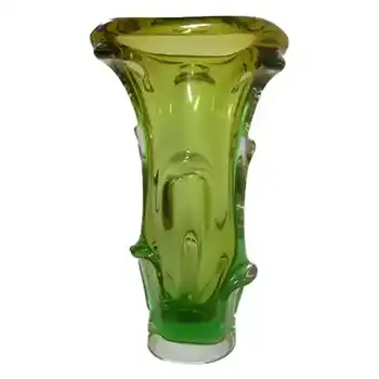(image for) Mstisov/Moser Czech Amber & Green Glass Organic Vase