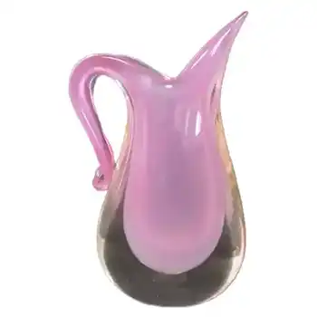 (image for) Oball Murano Opalescent Pink Sommerso Glass Vase Label