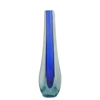 (image for) Galliano Ferro Murano Sommerso Blue Glass Stem Vase