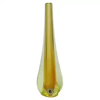 (image for) Galliano Ferro Murano Sommerso Amber & Uranium Glass Stem Vase - Label