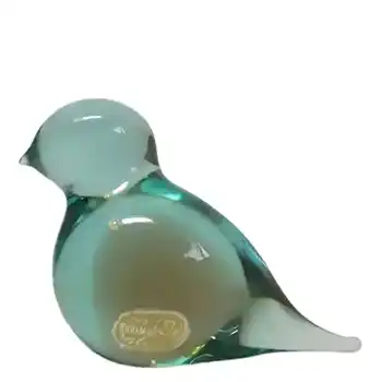 (image for) Zelezny Brod Czech Amber + Blue Glass Bird - Labelled