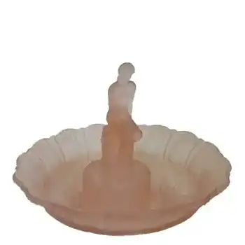 (image for) Sowerby Art Deco Pink Glass Nude Lady Centerpiece Set